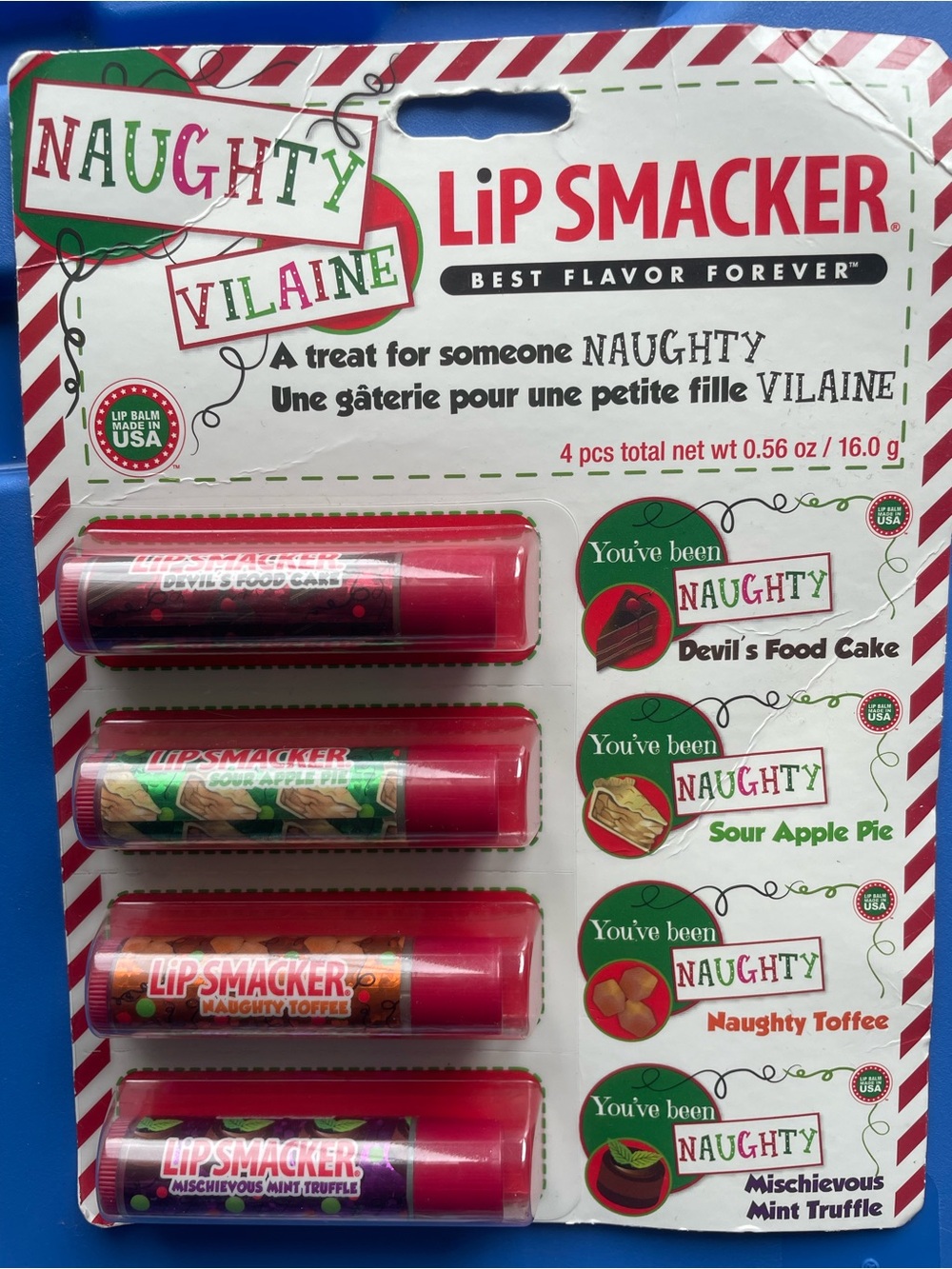 Naughty Holiday Lip Balm 4-Pack - Red